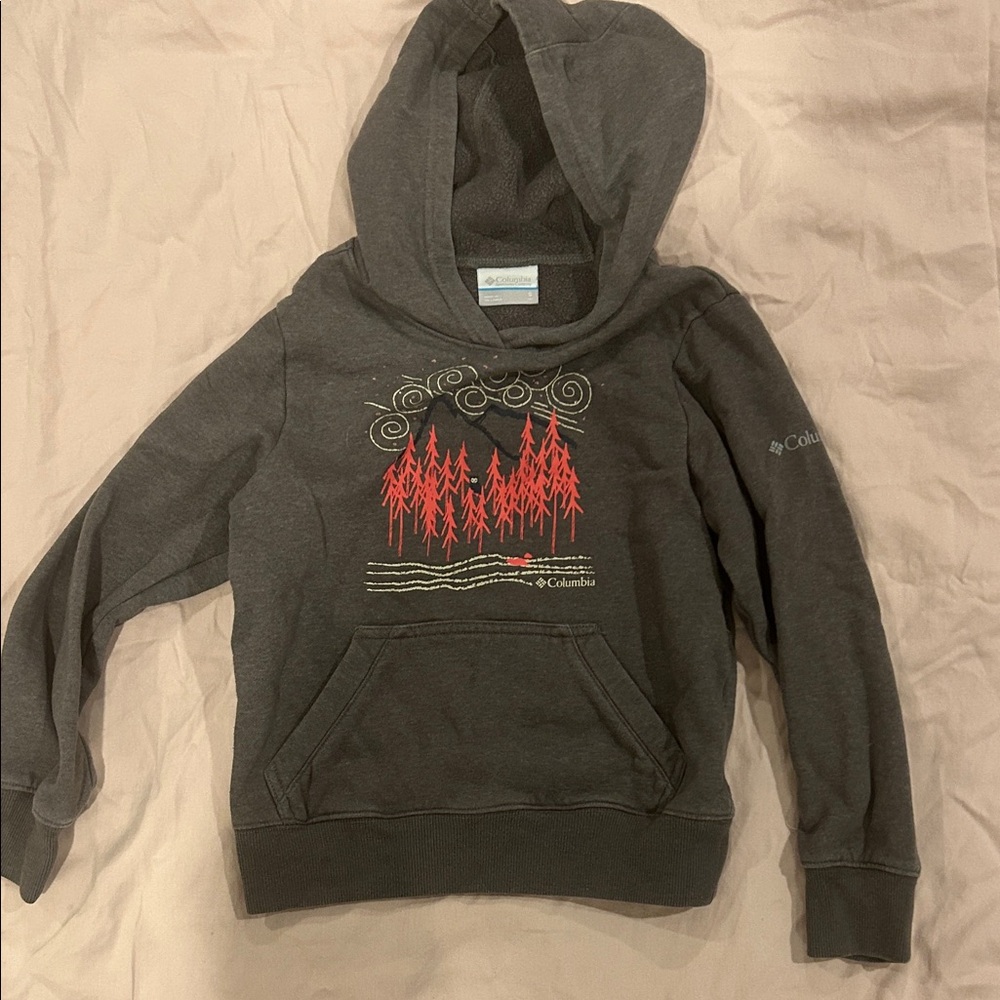 Columbia Kids Charcoal Hoodie with Red Graphic